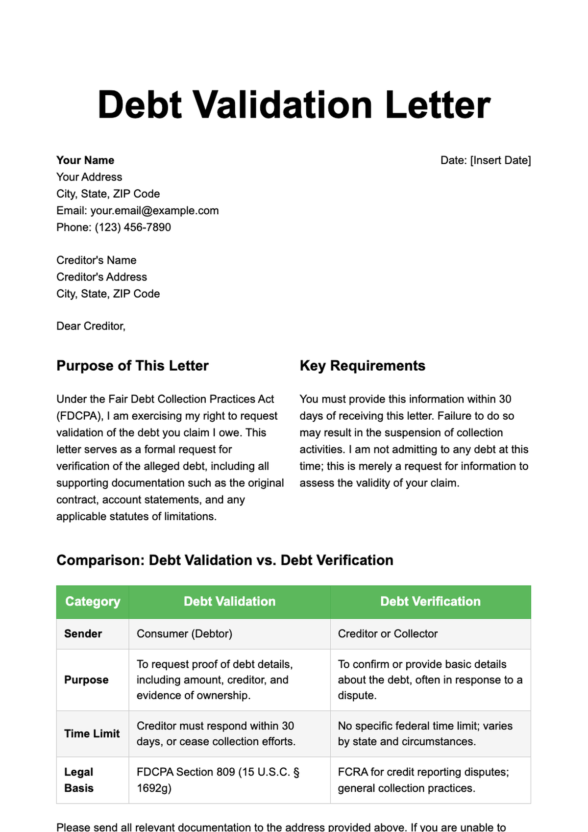 Debt Validation vs Debt Verification Comparison Chart_variant_2